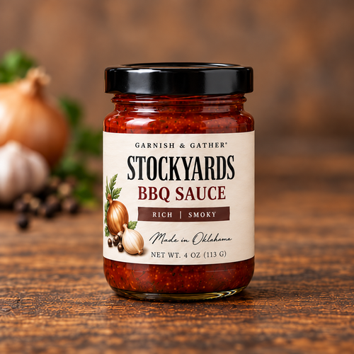 Stockyards BBQ Sauce – Rich | Smoky – 4 oz jar with the new Garnish & Gather label