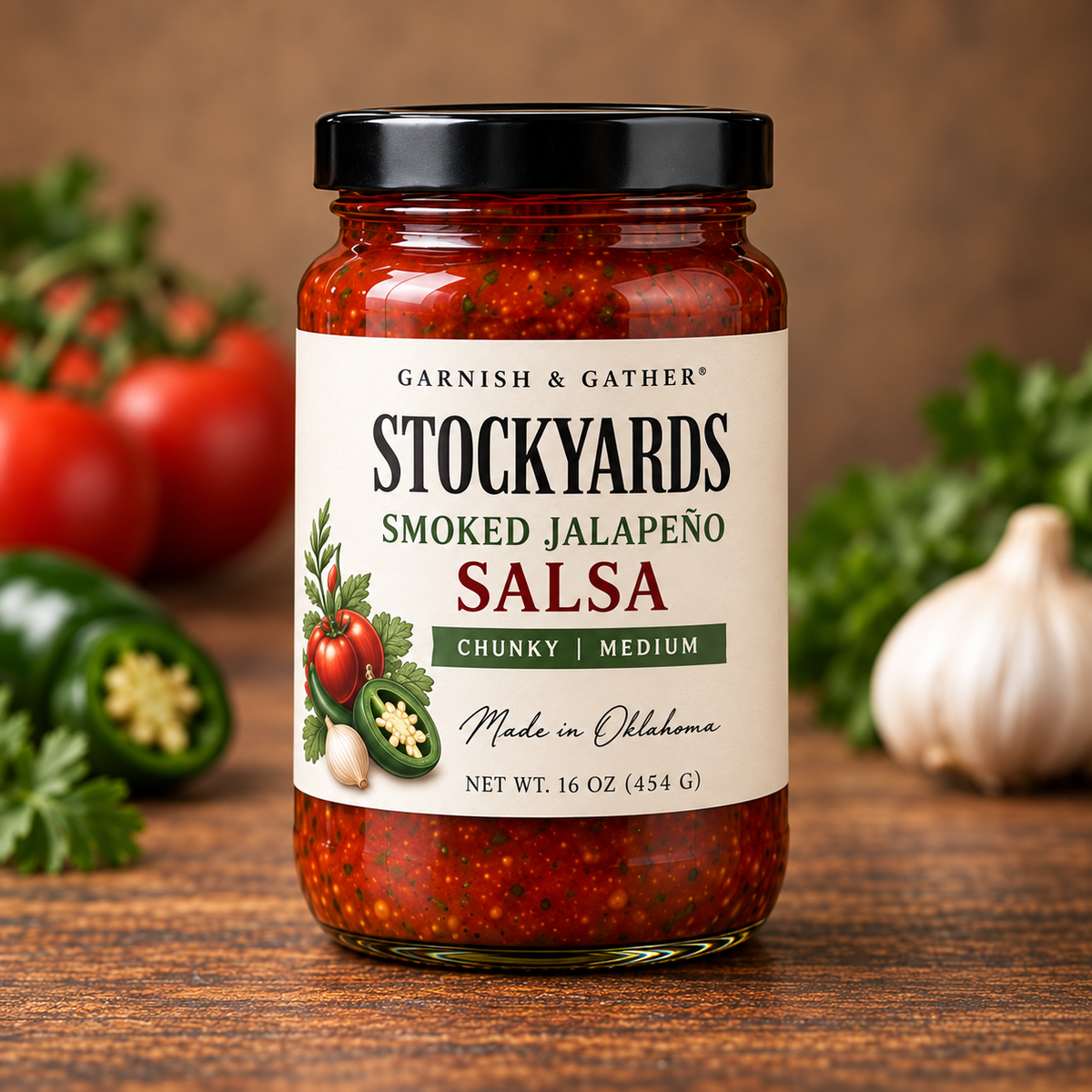 Stockyards Smoked Jalapeño Salsa, 16 oz jar