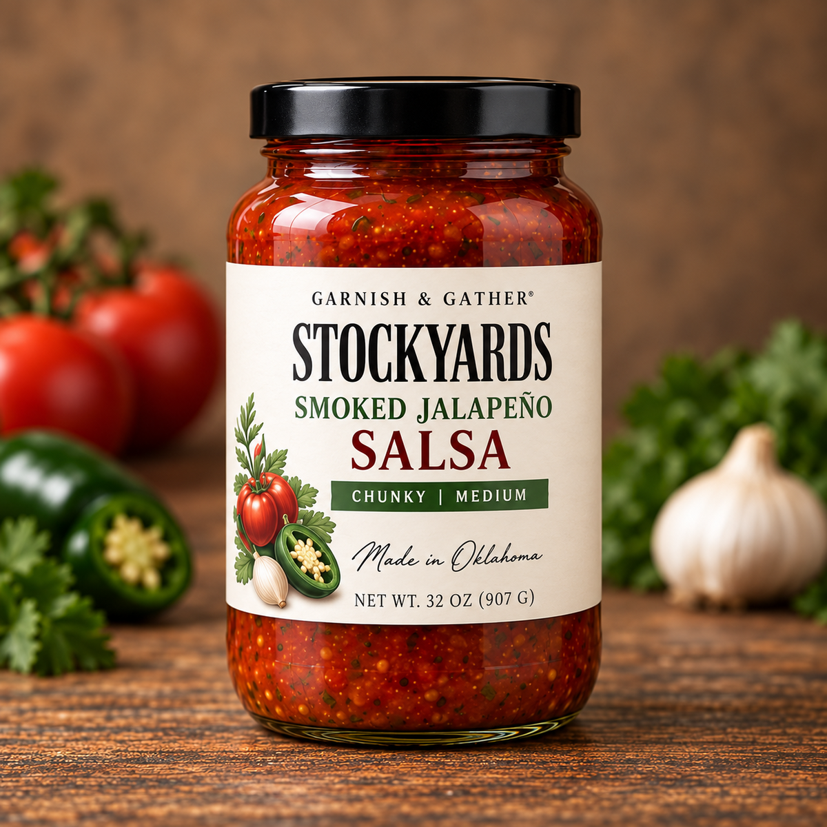 Stockyards Smoked Jalapeño Salsa, 32 oz jar