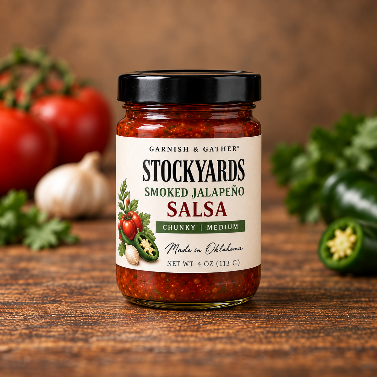 Stockyards Smoked Jalapeño Salsa, 4 oz jar