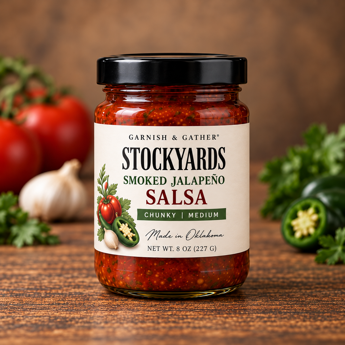 Stockyards Smoked Jalapeño Salsa, 8 oz jar